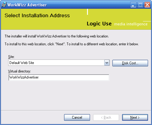Installation Address Dialog before modification