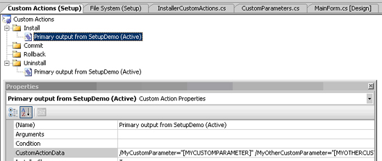 How to Pass Command Line Arguments to MSI Installer Custom Actions