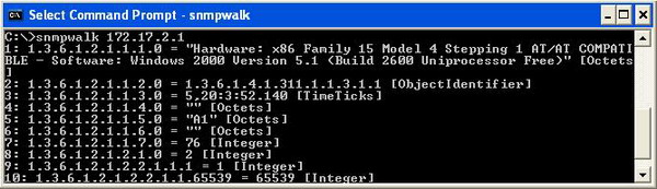SNMP walk console screenshot
