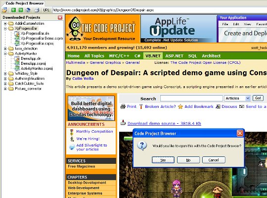 Code Project Browser Addin screenshot