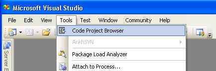 VS2005 Tools Menu Screenshot