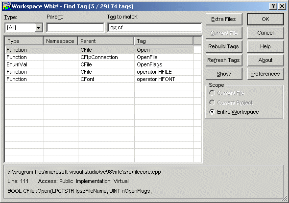 Example of WWhizInterface's use in Workspace Whiz!