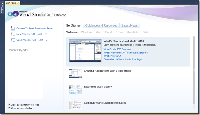 Tips And Tricks Customizing Visual Studio 2010 Start Page Codeproject