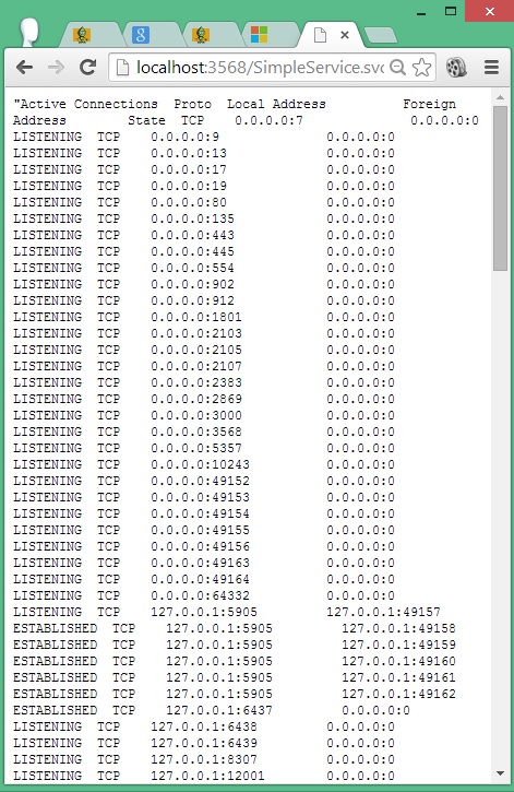 netstat output in chrome browser