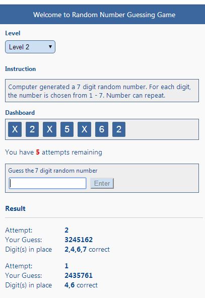 Random Number Guessing Game using HTML5, CSS3 JavaScript (knockoutjs) - CodeProject
