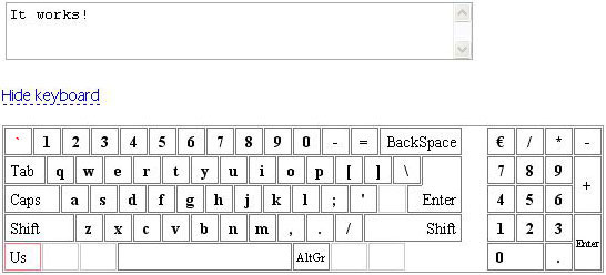 Virtual keyboard bound to a TEXTAREA field
