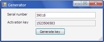 Registration code (key