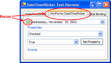 DateTimePicker gets focus wrong
