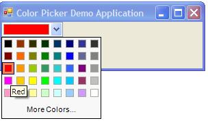 The ComboBoxColorPicker placed in a form