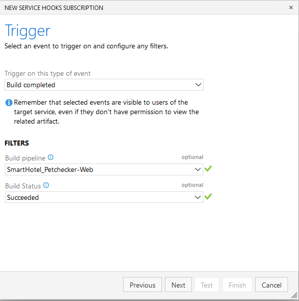 Azure DevOps New Service Hook Trigger Setup