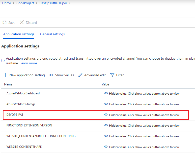 Environment Setting for Azure Function