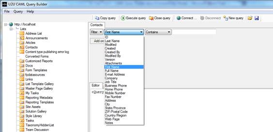 caml query builder 2010