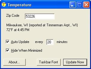 aktuelle Temperatur in der Taskleiste
