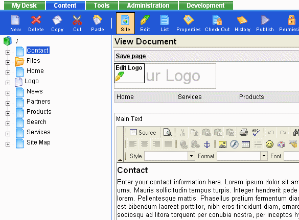 Editable regions allow you to easily modify unstructured page content, such as Contact Us page.