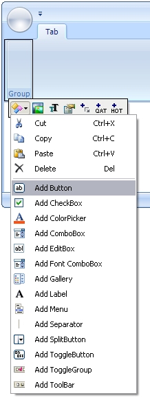 Ribbon Group Actions Menu
