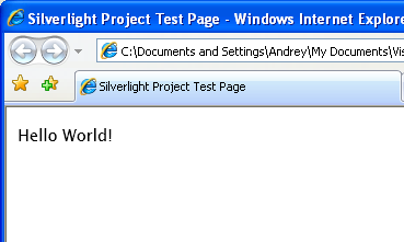 Hello World Silverlight application
