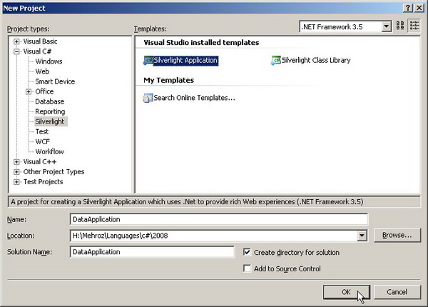 Creating a new Silverlight Project