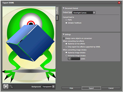 Exporting from Expression Design for Silverlight