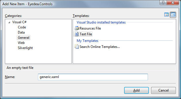 Adding generic.xaml