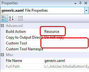 Set generic.xaml properties