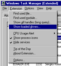 Task Manager Extension: Main Task Manager Menu