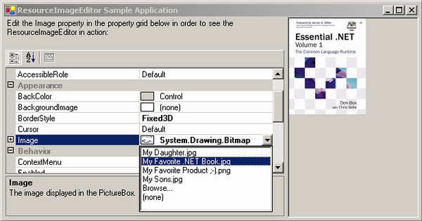 The dropped-down ResourceImageEditor.