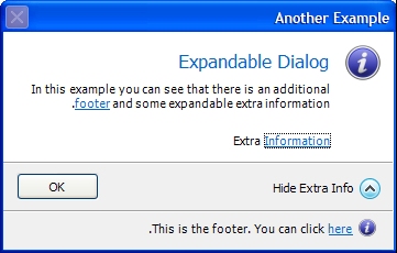 Expandable VDialog with footer