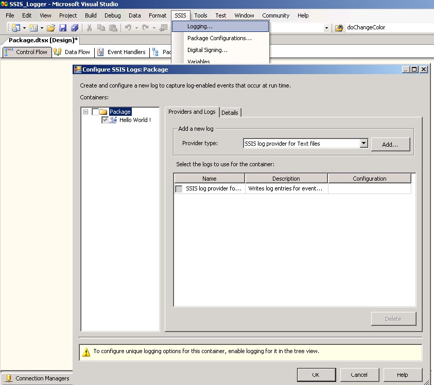 Logging configuration