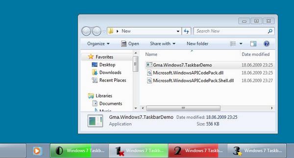 Examples of Progress and Overlay icons in Windows 7 Taskbar
