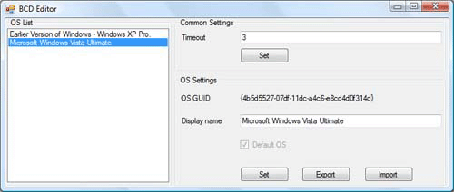 Windows Vista BCD Editor