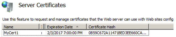 create SSL self signed server certificate through IIS