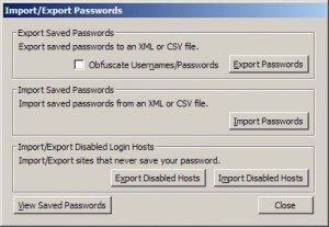 Export Passwords button