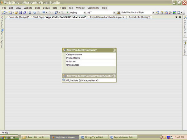 Visual studio 2010 report viewer stored procedure