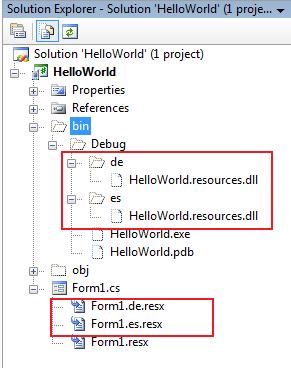 Figure 3: Resources files created by Visual Studio