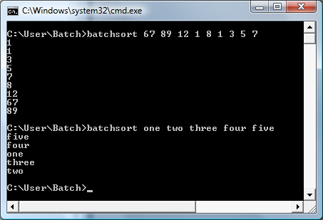 Batch File Bubble Sort