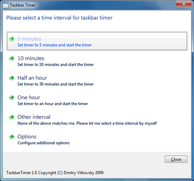 creating a timer using the amazing new windows 7 features codeproject 5 minute timer please