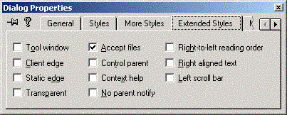 The sample dialog's properties