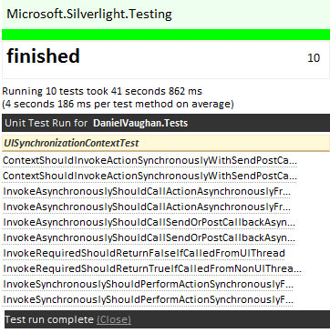 Unit Test results in browser window.