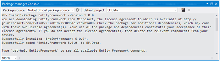 Install Entity Framework