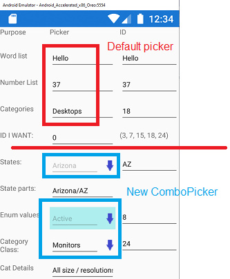 Demo Screen Showing default vs new.